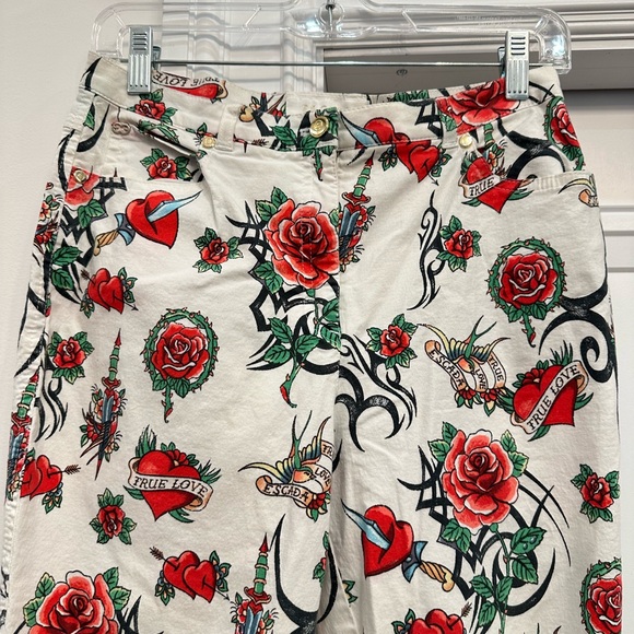 RARE ESCADA TATTOO PRINT PANTS PINUP Y2K EARLY 2000s 38 6/8 EUC VTG - Picture 3 of 9